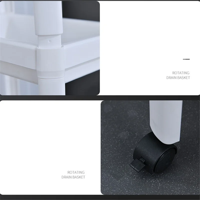 Stojak magazynowy z tworzywa sztucznego na 4 poziomy, ruchoma półka z kołkami do łazienki i kuchni - beżowy