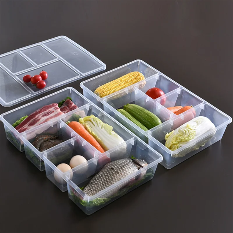 Food Storage Box Kitchen Refrigerator Transparent PP Sealed Organizer Container with Lid (BPA Free, No FDA Certificate) - Blue