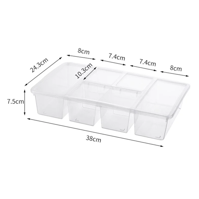 Food Storage Box Kitchen Refrigerator Transparent PP Sealed Organizer Container with Lid (BPA Free, No FDA Certificate) - Blue