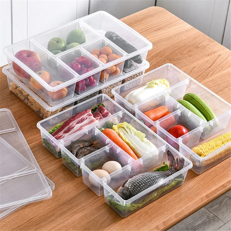 Food Storage Box Kitchen Refrigerator Transparent PP Sealed Organizer Container with Lid (BPA Free, No FDA Certificate) - Blue