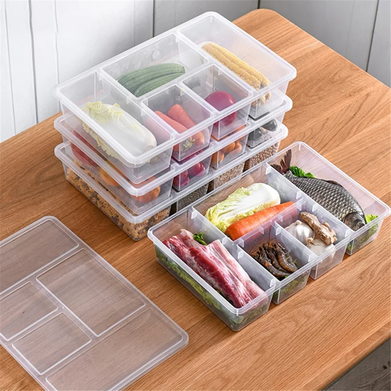 Food Storage Box Kitchen Refrigerator Transparent PP Sealed Organizer Container with Lid (BPA Free, No FDA Certificate) - Blue