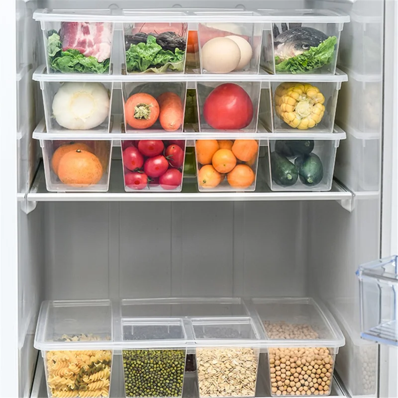 Food Storage Box Kitchen Refrigerator Transparent PP Sealed Organizer Container with Lid (BPA Free, No FDA Certificate) - Blue