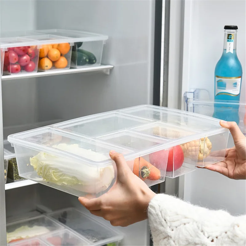 Food Storage Box Kitchen Refrigerator Transparent PP Sealed Organizer Container with Lid (BPA Free, No FDA Certificate) - Blue