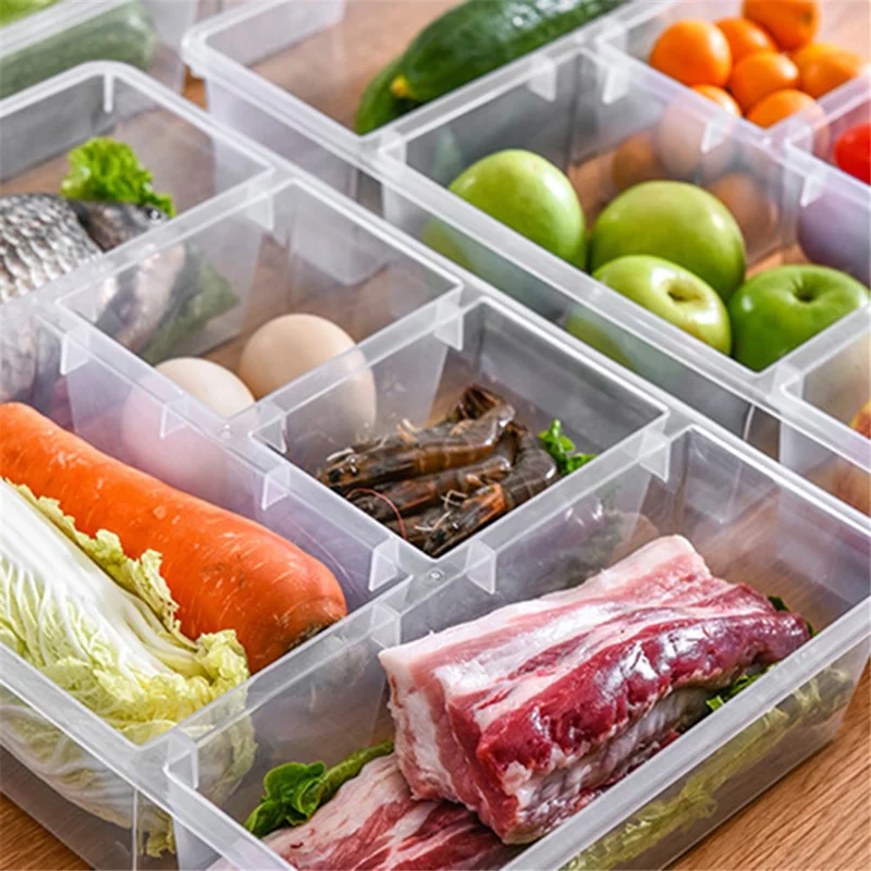 Food Storage Box Kitchen Refrigerator Transparent PP Sealed Organizer Container with Lid (BPA Free, No FDA Certificate) - Blue