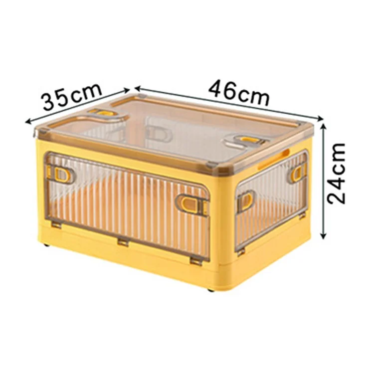 Boîte de rangement en plastique transparent de 40 L avec porte à 5 côtés amovible, à roulettes et empilable, taille M - Bleu
