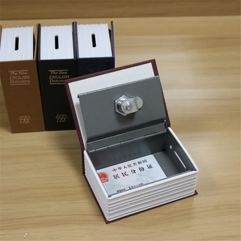 Bulk Purchasing Mini Size Piggy Bank Metal+Plastic Lock Box Book Safe Money Storage Bin with Keys - Black