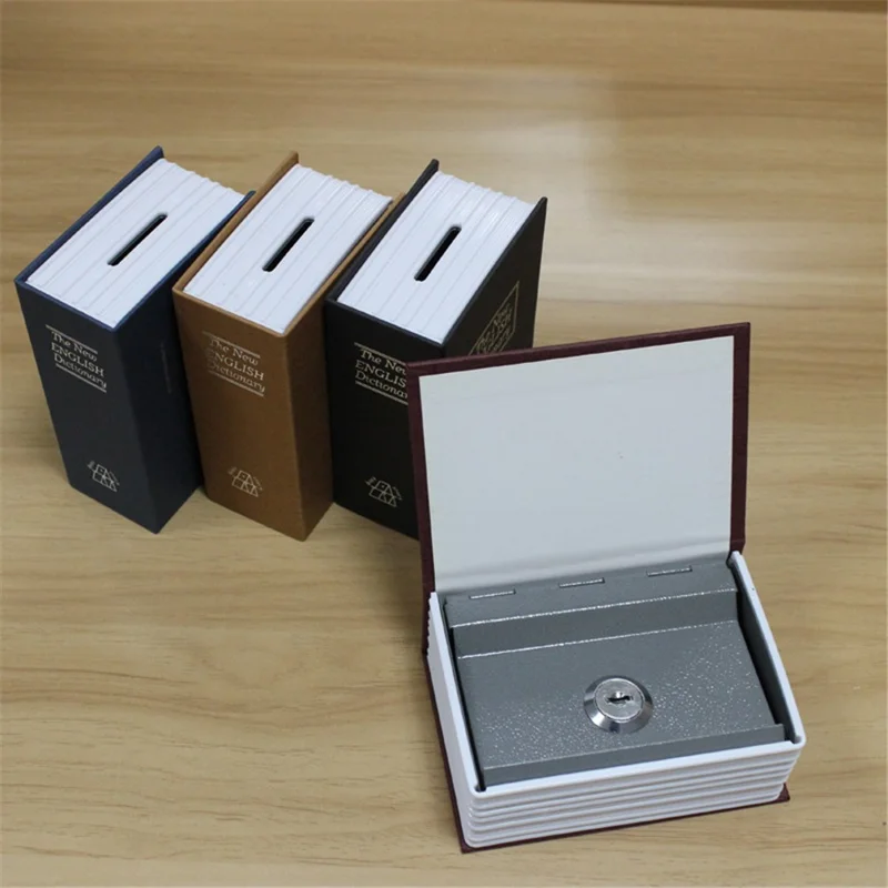 Bulk Purchasing Mini Size Piggy Bank Metal+Plastic Lock Box Book Safe Money Storage Bin with Keys - Black