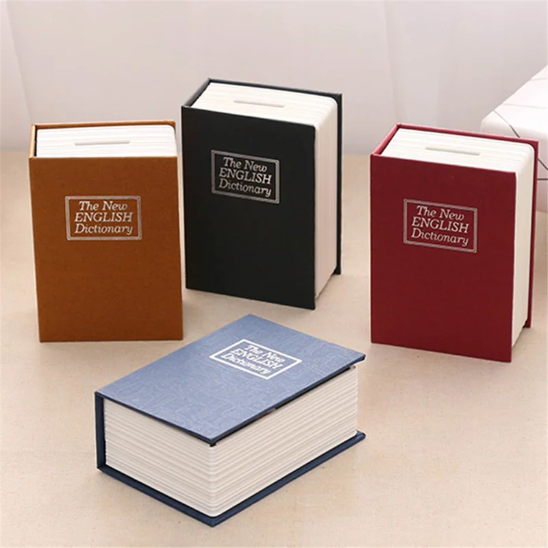 Bulk Purchasing Mini Size Piggy Bank Metal+Plastic Lock Box Book Safe Money Storage Bin with Keys - Black