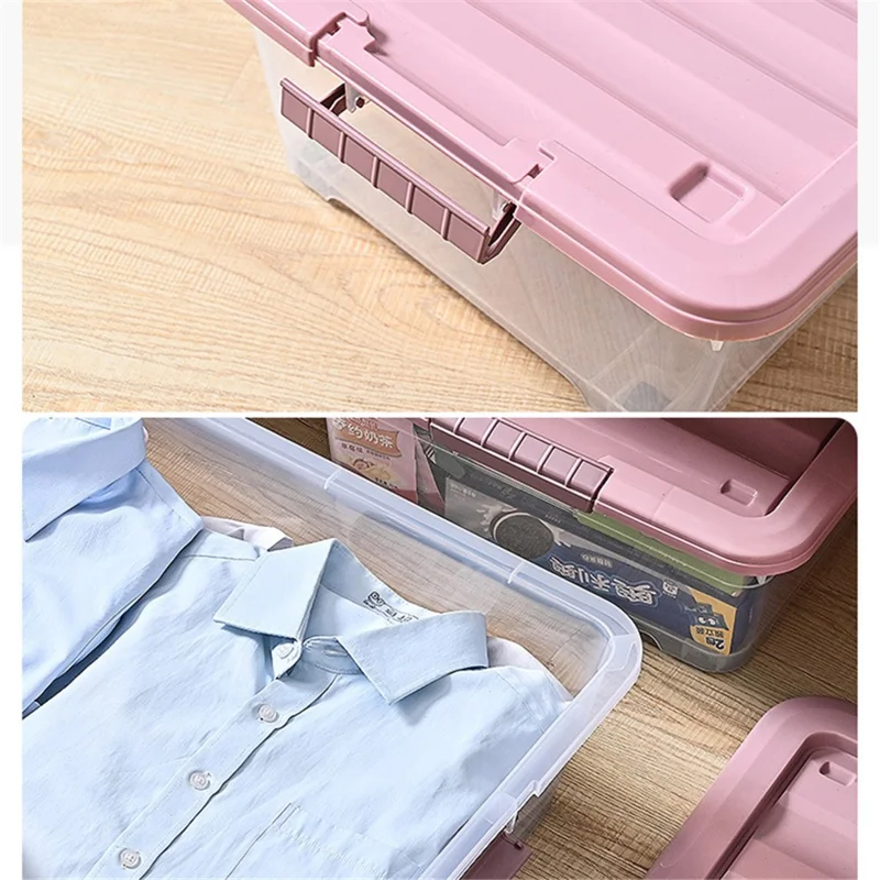 50L Clear Stackable Pulley Box Plastic Underbed Storage Box Household Clothes Quilt Organizer, Size XL