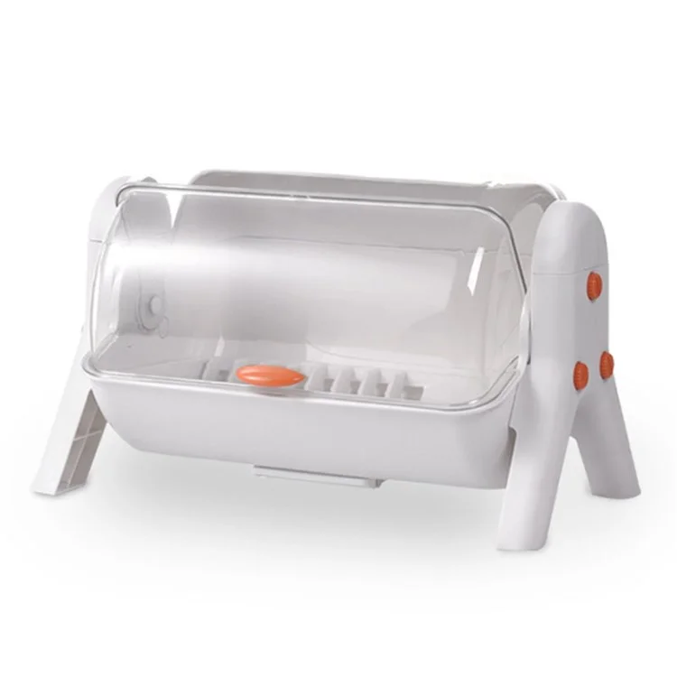 F922-1 Dish Drying Box Single Layer Bowl Chopstick Storage Rack PP+PET Household Drainer - Weiß