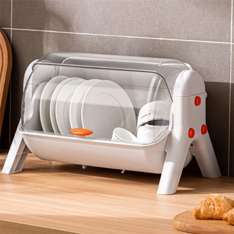 F922-1 Dish Drying Box Single Layer Bowl Chopstick Storage Rack PP+PET Household Drainer - Weiß