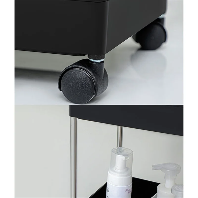 4 Tier Wide Type Trolley Cart Rolling Utility Cart Mobile Storage Shelving Organizer for Bathroom - White