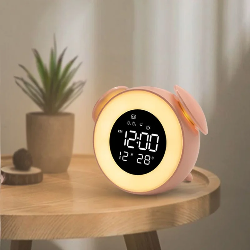 LD908 Alarm Clock Ambient Lamp LED Wake Up Light Night Light with Sunset Simulation - Pink