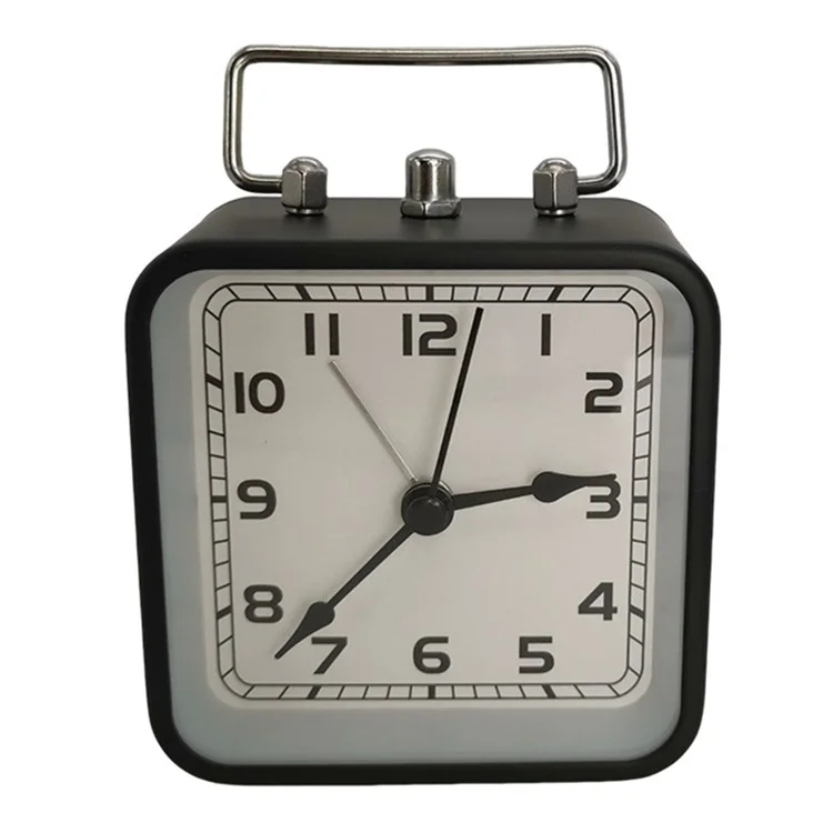 FD3501 Horloge de table carrée en métal silencieuse 3,5 pouces - Horloge de bureau portable avec fonction snooze et rétroéclairage - Noir