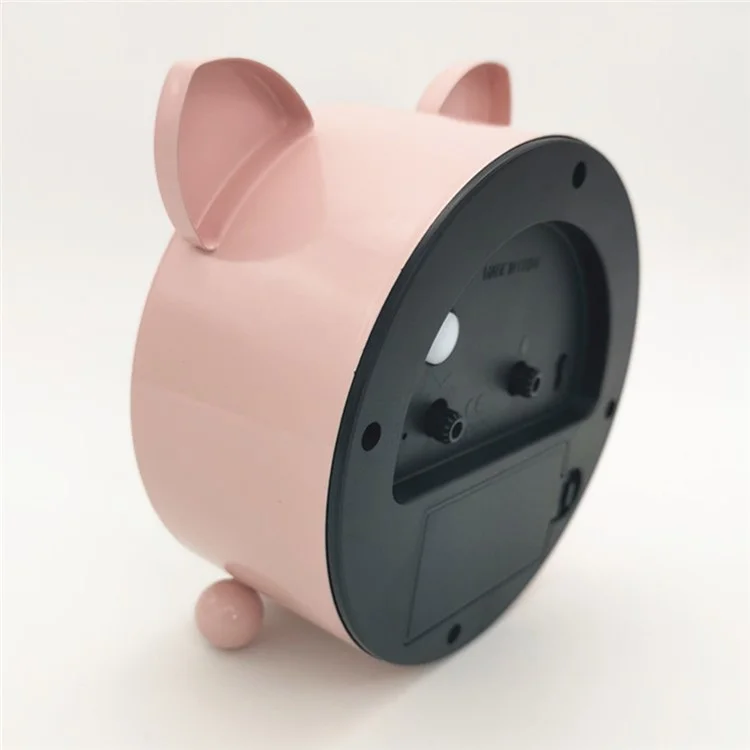 Horloge de bureau pour enfants BY4501 Horloge de table 4,5 po avec animal de dessin animé Silent Bedside Metal Clock avec rétroéclairage - Gris Vert