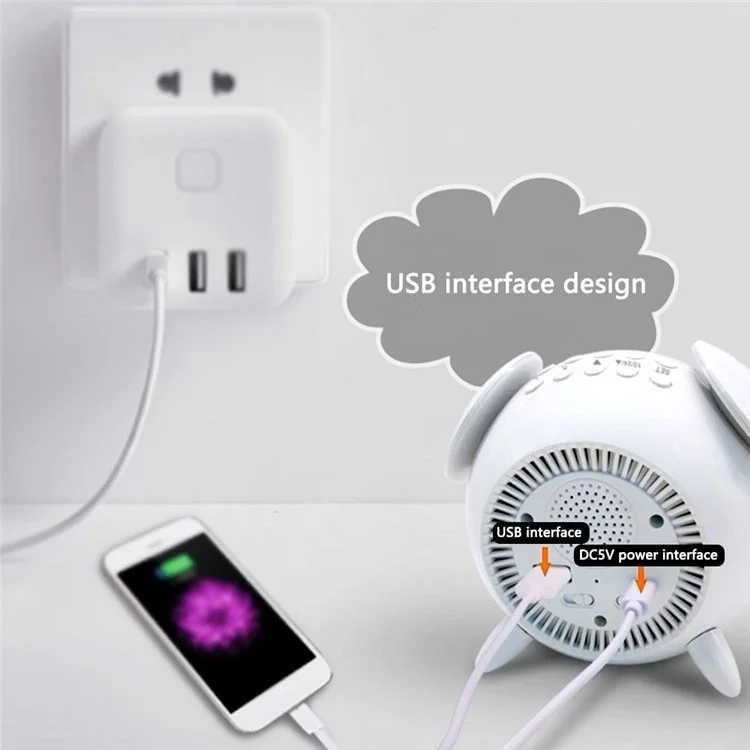 LD908 Rechargeable Alarm Clock Sunset Ambient Lamp LED Wake Up Light Bedside Alarm Clock - White