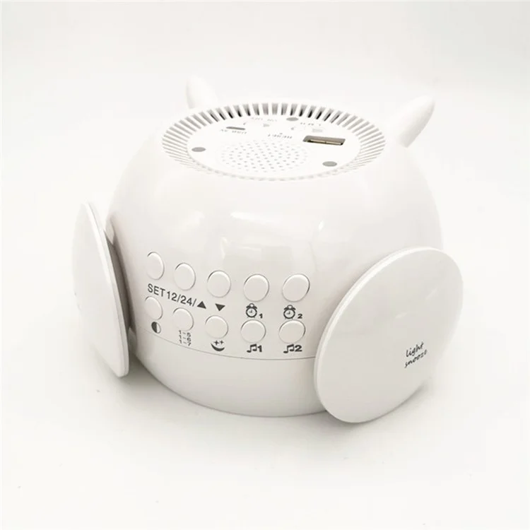 LD908 Rechargeable Alarm Clock Sunset Ambient Lamp LED Wake Up Light Bedside Alarm Clock - White