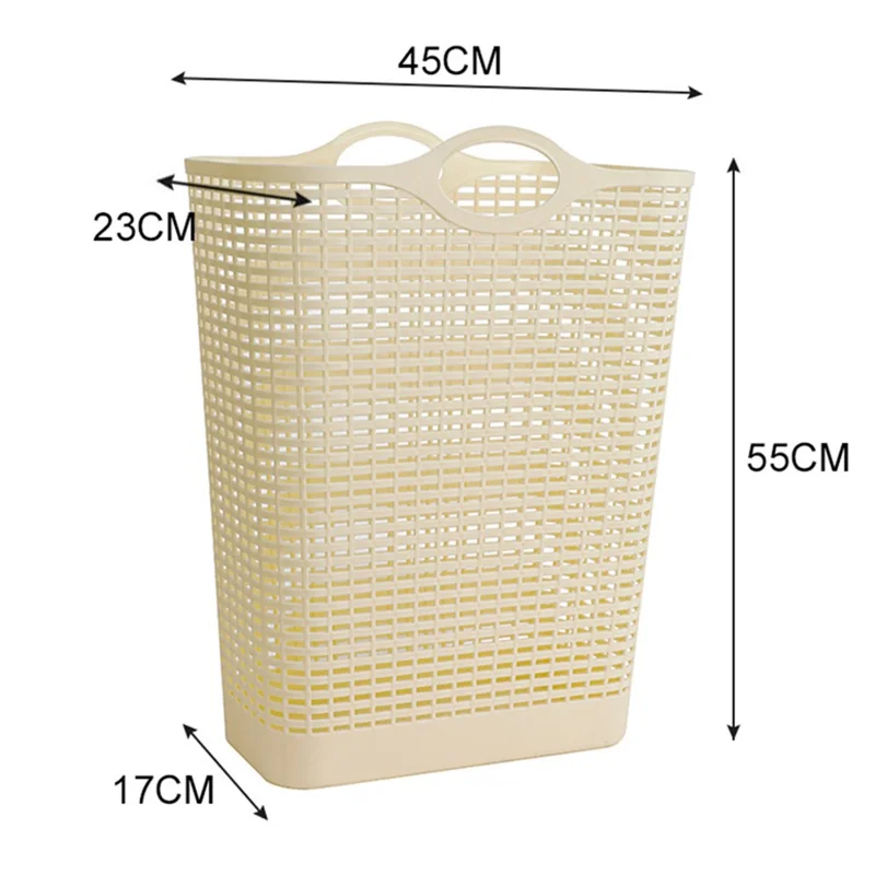 7019 20Pcs Plastic Laundry Basket Hollow-out Dirty Clothes Storage Basket with Handles - Yellow