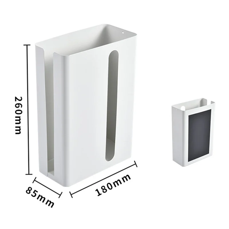 Magnetic Hanging Carbon Steel Tissue Holder Kitchen Tissue Paper Dispenser Trash Bag Storage Box - White