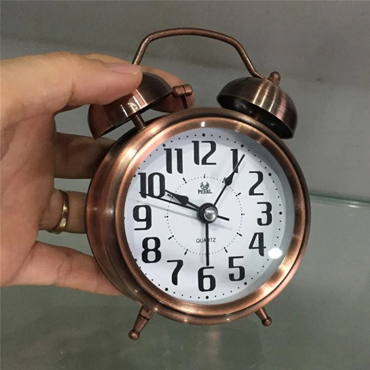 PEARL PT255 3-Inch Brass-Plated Metal Bell Clock European Style Alarm Clock for Home Decor - 255-2