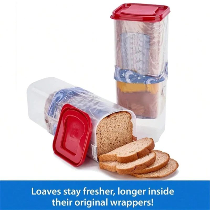Bread Box with Lid Plastic Clear Toast Keeper Fridge Bread Storage Bin (BPA Free, No FDA) - Red