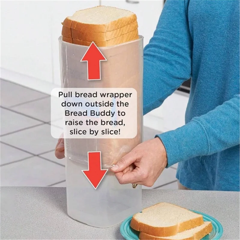 Bread Box with Lid Plastic Clear Toast Keeper Fridge Bread Storage Bin (BPA Free, No FDA) - Red