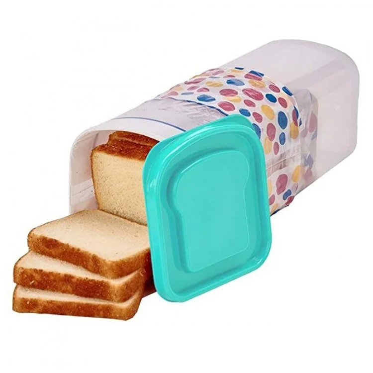 Brotkasten mit Deckel, Plastikkasten, transparent, Toastaufbewahrung, Kühlschrankaufbewahrung für Brot (BPA-frei, kein FDA) - Grün