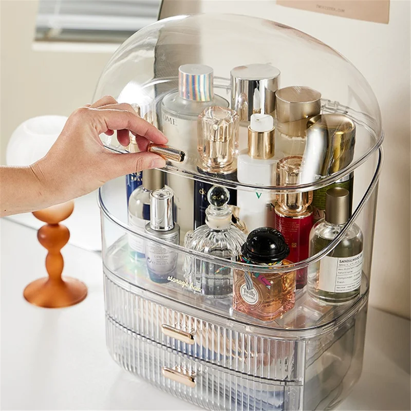 3026 Cosmetics PET Storage Box Dressing Table Dustproof Makeup Products Organizer - Transparent