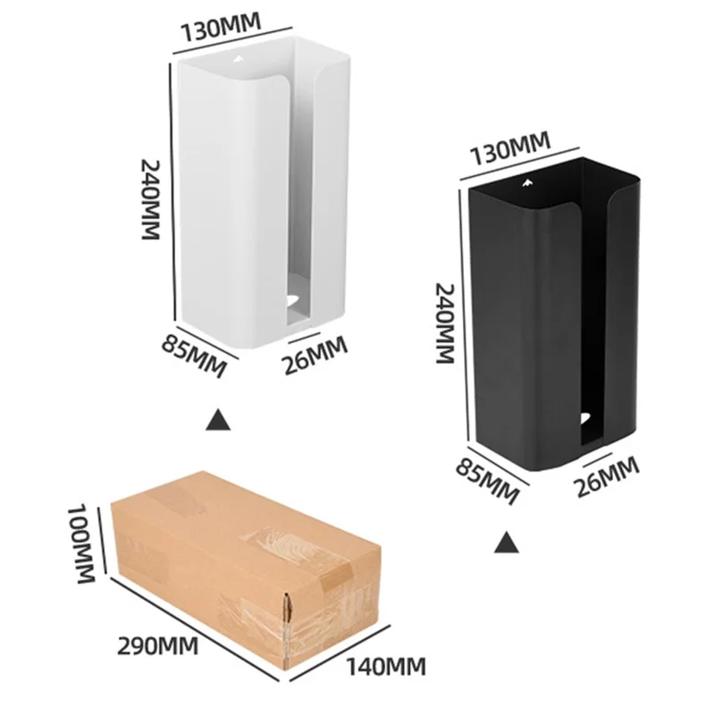 No Drilling Carbon Steel Storage Box Kitchen Tissue Paper Dispenser Holder - White / Bottom Opening