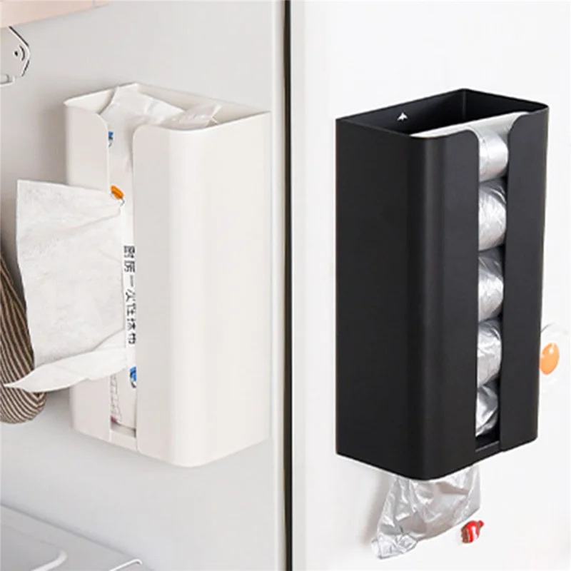 Kitchen Tissue Paper Dispenser Magnetic Carbon Steel Storage Box - White / Bottom Opening