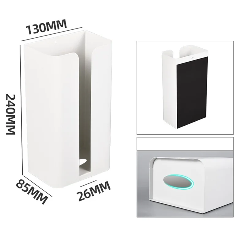 Kitchen Tissue Paper Dispenser Magnetic Carbon Steel Storage Box - White / Bottom Opening