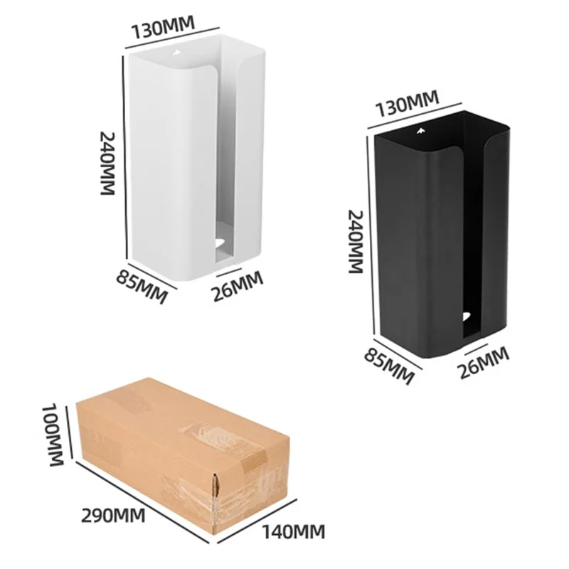 Kitchen Tissue Paper Dispenser Magnetic Carbon Steel Storage Box - Black / Bottom Opening