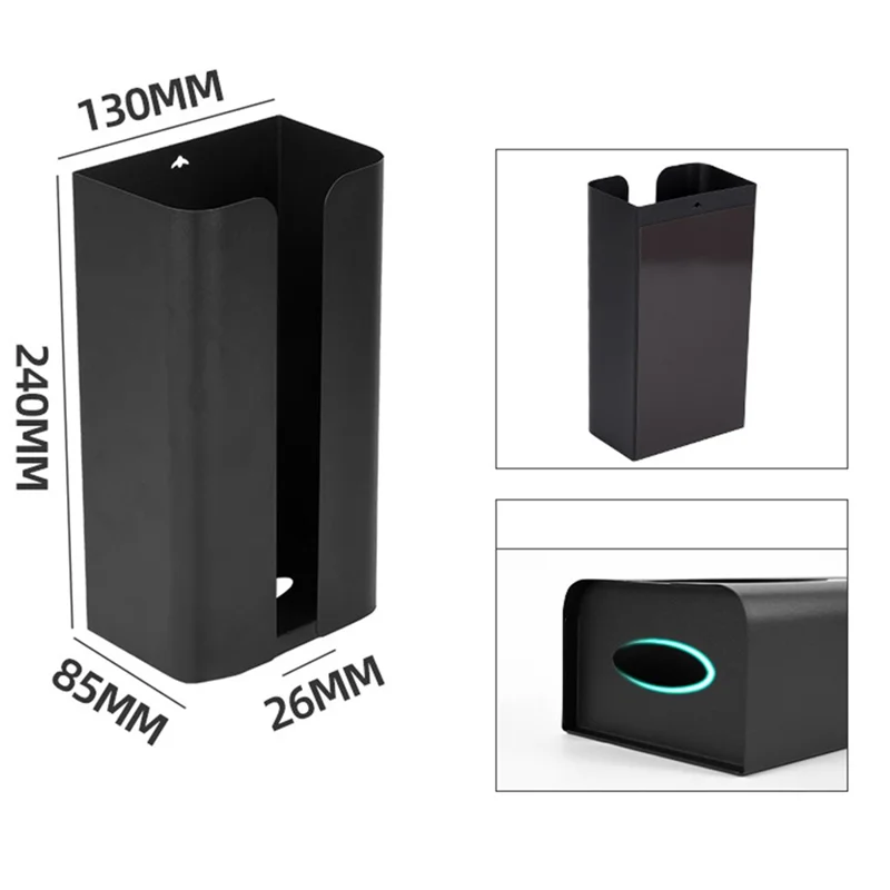 Kitchen Tissue Paper Dispenser Magnetic Carbon Steel Storage Box - Black / Bottom Opening