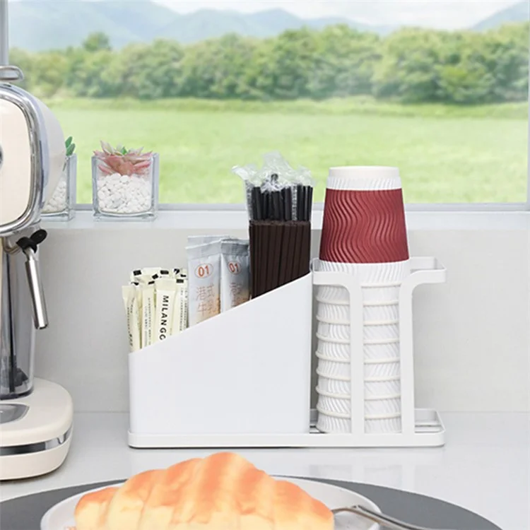 Disposable Cup Holder Carbon Steel Rack Desktop Shelf for Coffee Paper Cup - Black
