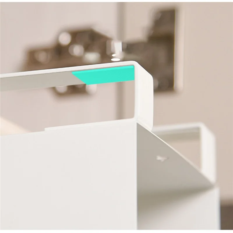 Cabinet Door Hanging Tissue Dispenser Box Carbon Steel Tissue Paper Storage Rack - White with Bottom Opening