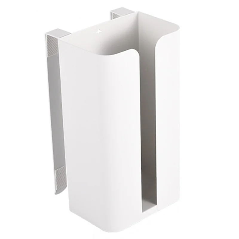 Cabinet Door Hanging Tissue Dispenser Box Carbon Steel Tissue Paper Storage Rack - White without Bottom Opening