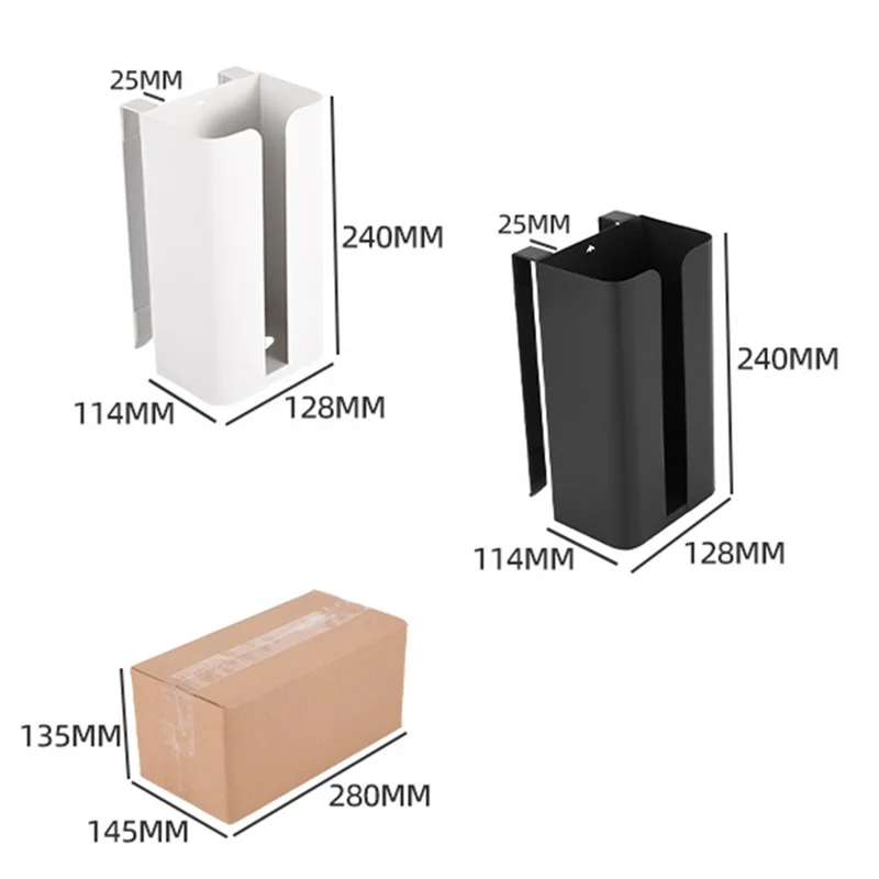 Cabinet Door Hanging Tissue Dispenser Box Carbon Steel Tissue Paper Storage Rack - White without Bottom Opening
