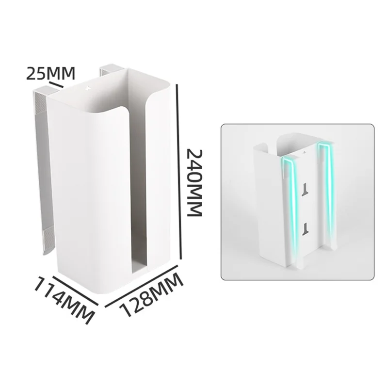Cabinet Door Hanging Tissue Dispenser Box Carbon Steel Tissue Paper Storage Rack - White without Bottom Opening