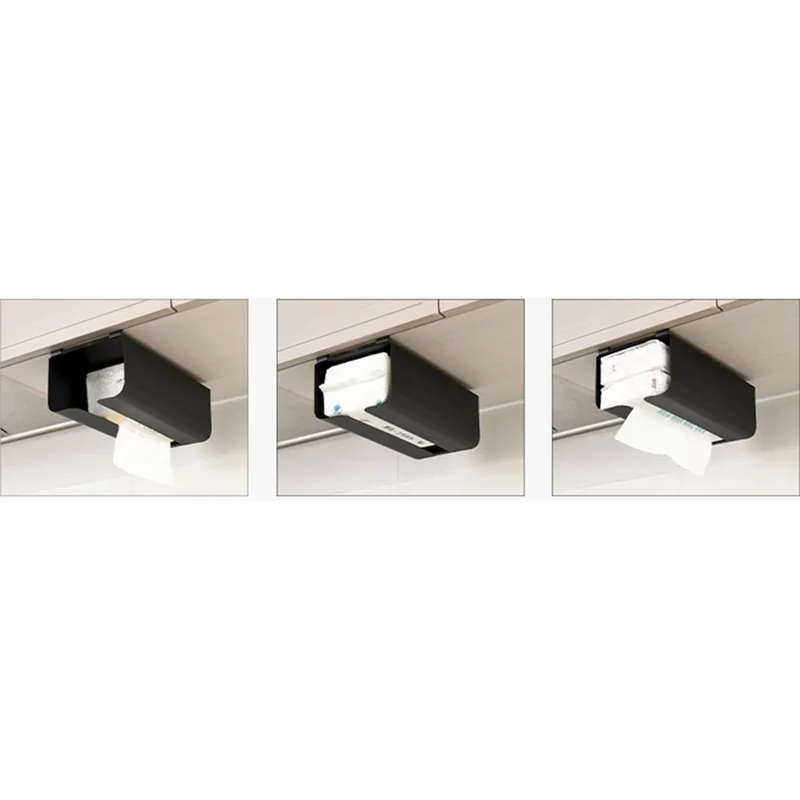 Cabinet Door Hanging Tissue Dispenser Box Carbon Steel Tissue Paper Storage Rack - White without Bottom Opening