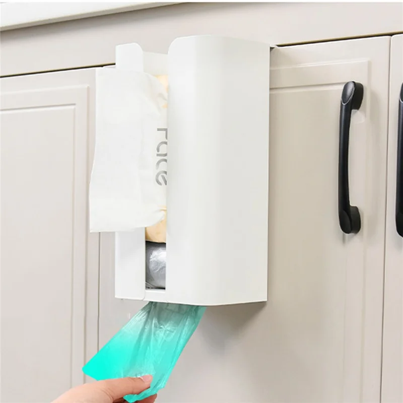 Cabinet Door Hanging Tissue Dispenser Box Carbon Steel Tissue Paper Storage Rack - White without Bottom Opening