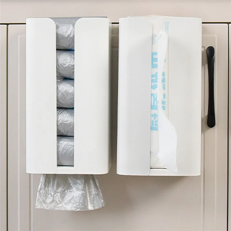 Cabinet Door Hanging Tissue Dispenser Box Carbon Steel Tissue Paper Storage Rack - White without Bottom Opening