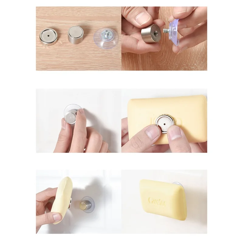 Suction Cup Wall-Mounted Soap Rack Stainless Steel Magnetic Soap Holder Drain Rack - Cone Shape