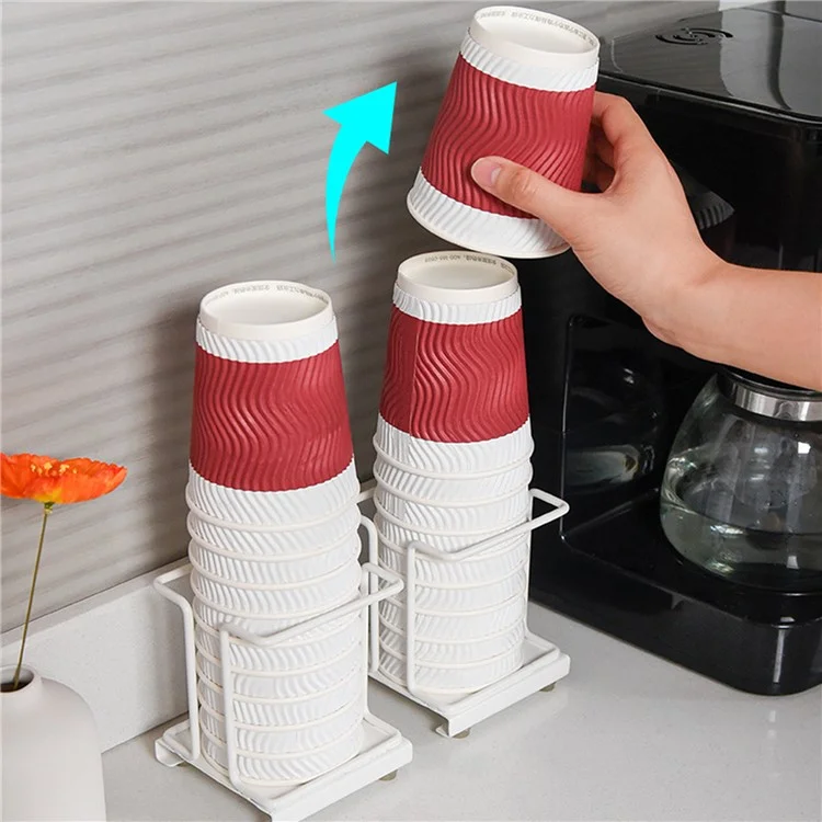 Titanium Steel+PP Desktop Disposable Cup Storage Rack Paper Cup Holder - Nero