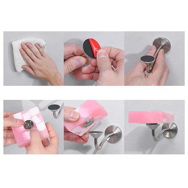 Punch-free Bathroom Wall-Mounted Soap Rack Stainless Steel Magnetic Soap Holder - Adhesive Tape Type