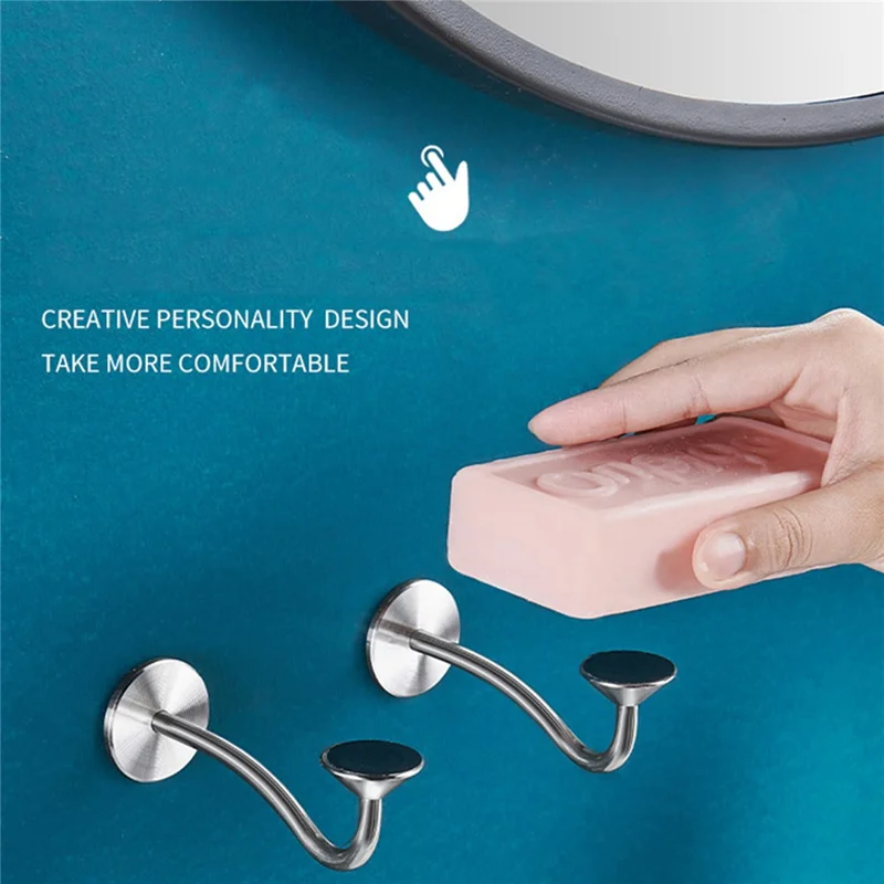 Punch-free Bathroom Wall-Mounted Soap Rack Stainless Steel Magnetic Soap Holder - Adhesive Tape Type