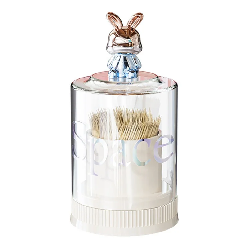 Wood Toothpick Holder Toothpick Storage Box ABS+PS Case Dispenser Home Decor - White
