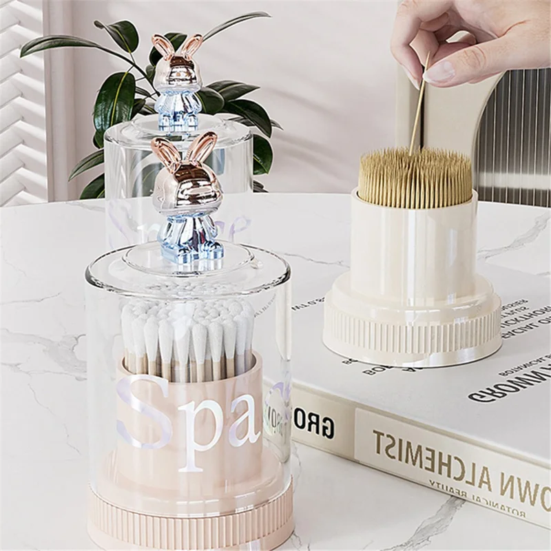 Wood Toothpick Holder Toothpick Storage Box ABS+PS Case Dispenser Home Decor - White