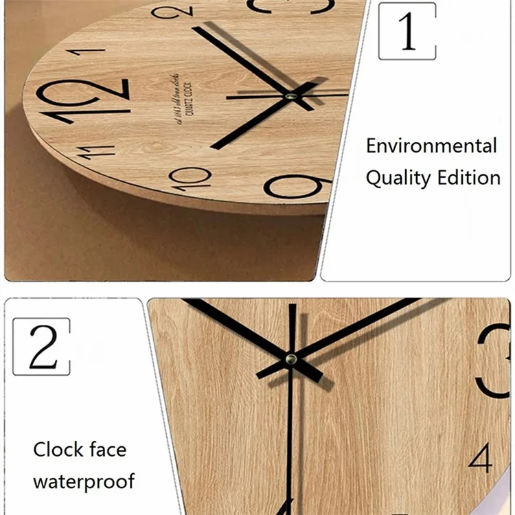 HR-CMW 30cm Wooden Silent Quartz Clock Living Room Round Wall Clock - HR-CMW07