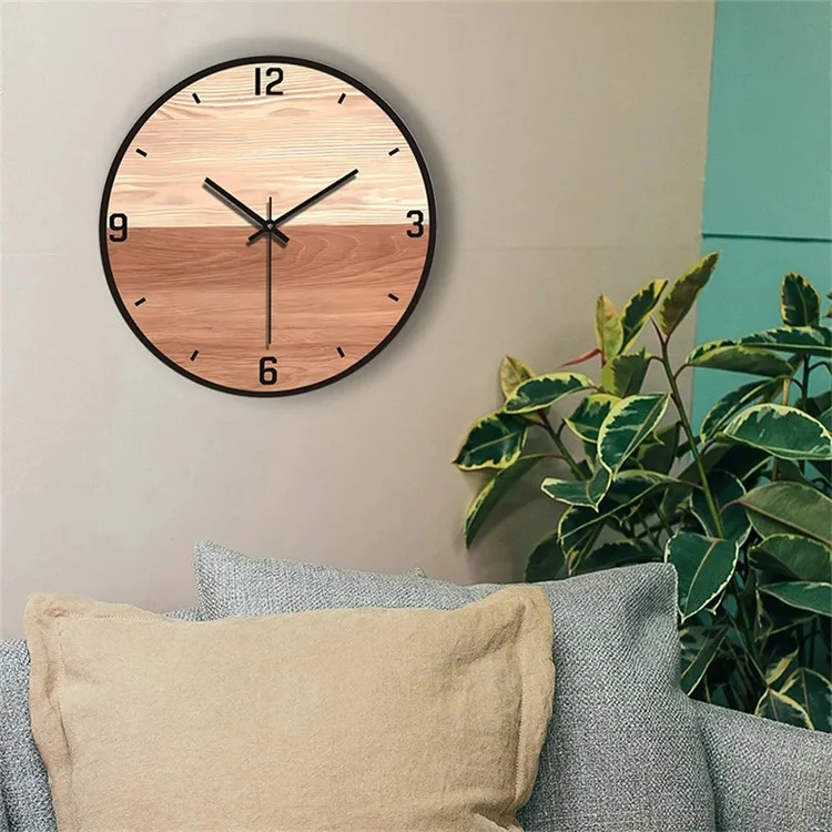 HR-CMW 30cm Wooden Silent Quartz Clock Living Room Round Wall Clock - HR-CMW07