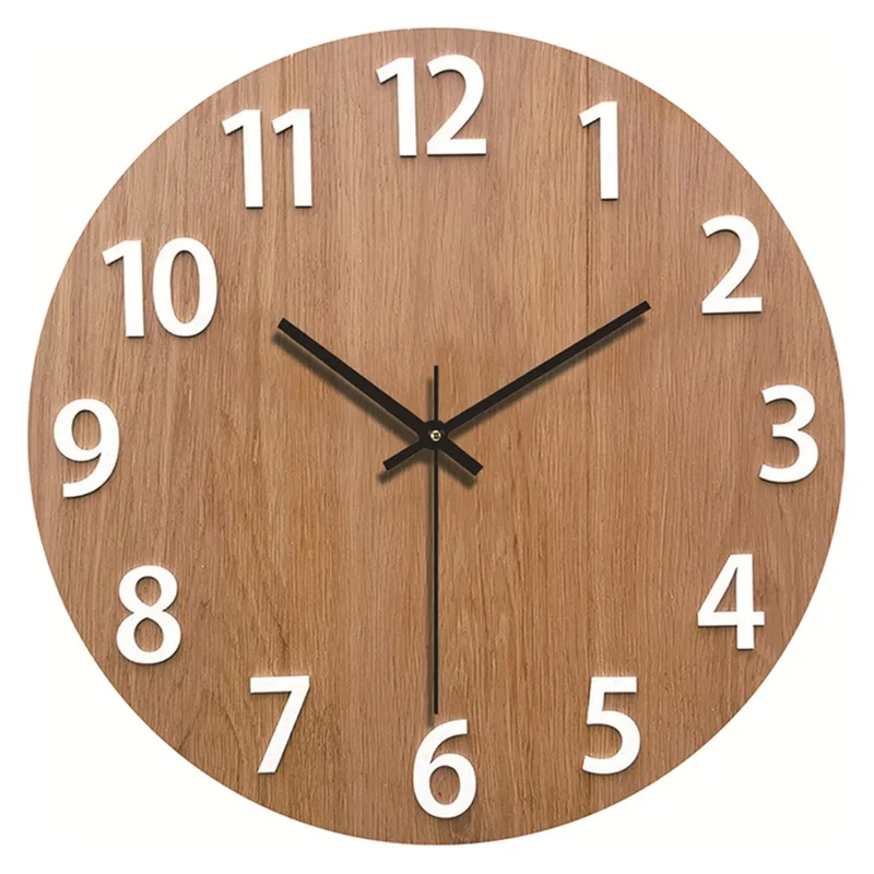 Horloge murale ronde en bois silencieuse à quartz HR-CMW de 30 cm pour le salon - HR-CMW09